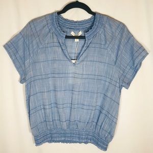 Chelsea & Violet Chambray Blue Smocked Top